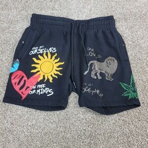 Shoe Palace Bob Marley Mens Small Black AOP Graphic Sweat Shorts